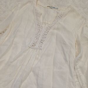 Boden Cream Blouse with Intricate Trim